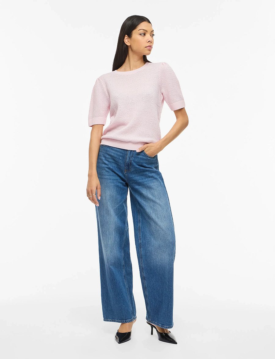 Vila - VIDALO O-NECK S/S KNIT TOP - NOOS - pullover - cherry blossom - 4