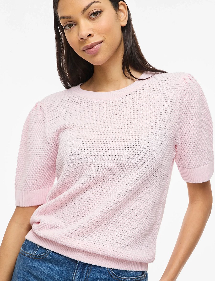 Vila - VIDALO O-NECK S/S KNIT TOP - NOOS - pullover - cherry blossom - 5
