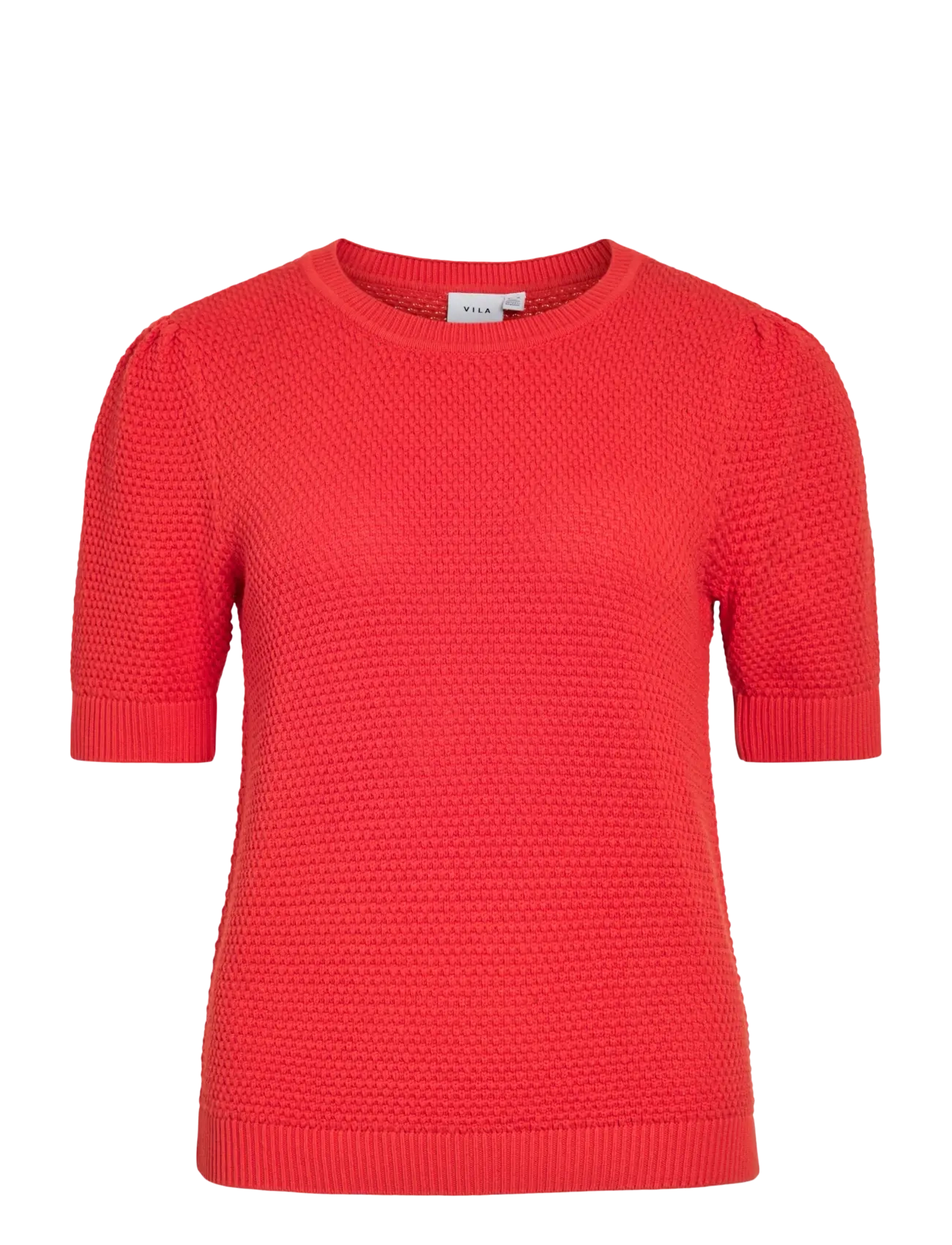 Vila VIDALO O-NECK S/S KNIT TOP - NOOS - Striktrøjer - HIBISCUS / red