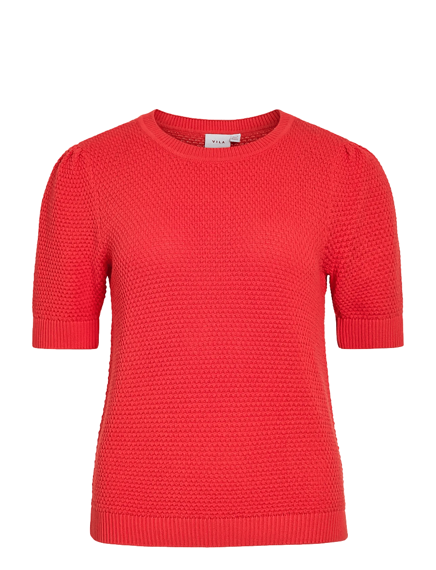 Vila - VIDALO O-NECK S/S KNIT TOP - NOOS - striktrøjer - hibiscus - 1