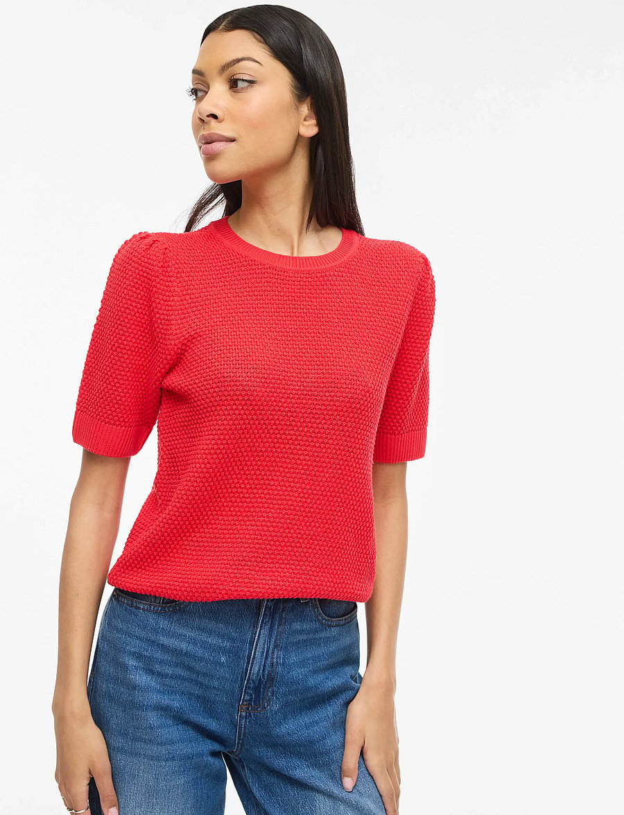 Vila - VIDALO O-NECK S/S KNIT TOP - NOOS - striktrøjer - hibiscus - 5