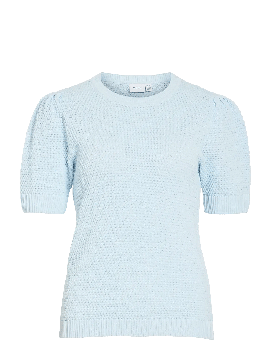 Vila - VIDALO O-NECK S/S KNIT TOP - NOOS - striktrøjer - nantucket breeze - 1