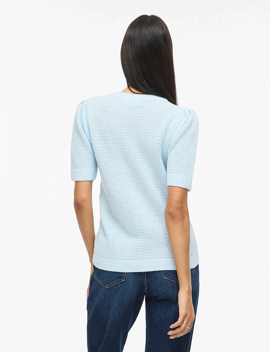 Vila - VIDALO O-NECK S/S KNIT TOP - NOOS - striktrøjer - nantucket breeze - 3