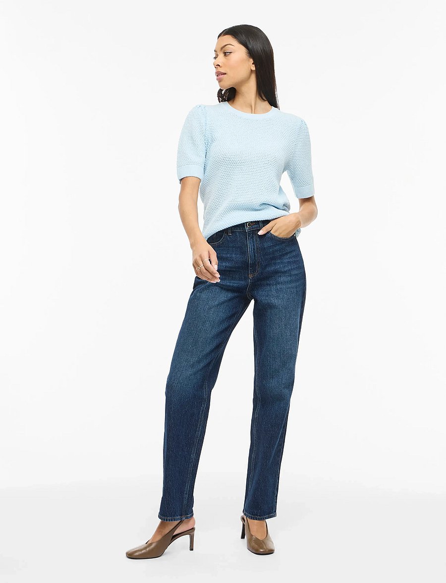 Vila - VIDALO O-NECK S/S KNIT TOP - NOOS - striktrøjer - nantucket breeze - 4