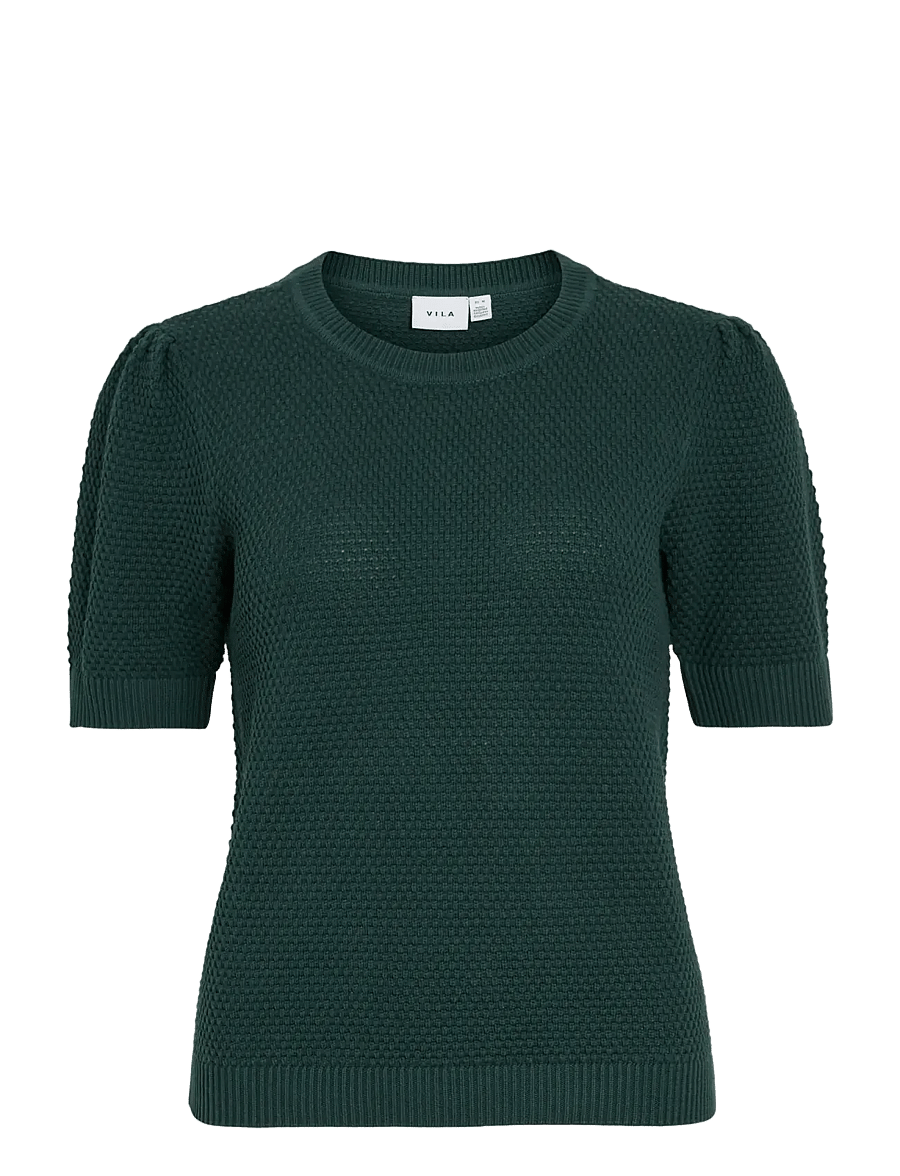 Vila - VIDALO O-NECK S/S KNIT TOP - NOOS - striktrøjer - ponderosa pine - 1