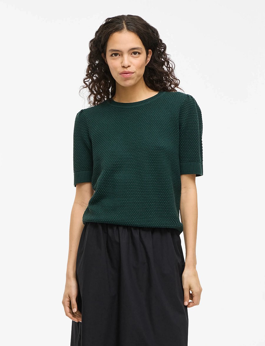 Vila - VIDALO O-NECK S/S KNIT TOP - NOOS - striktrøjer - ponderosa pine - 0