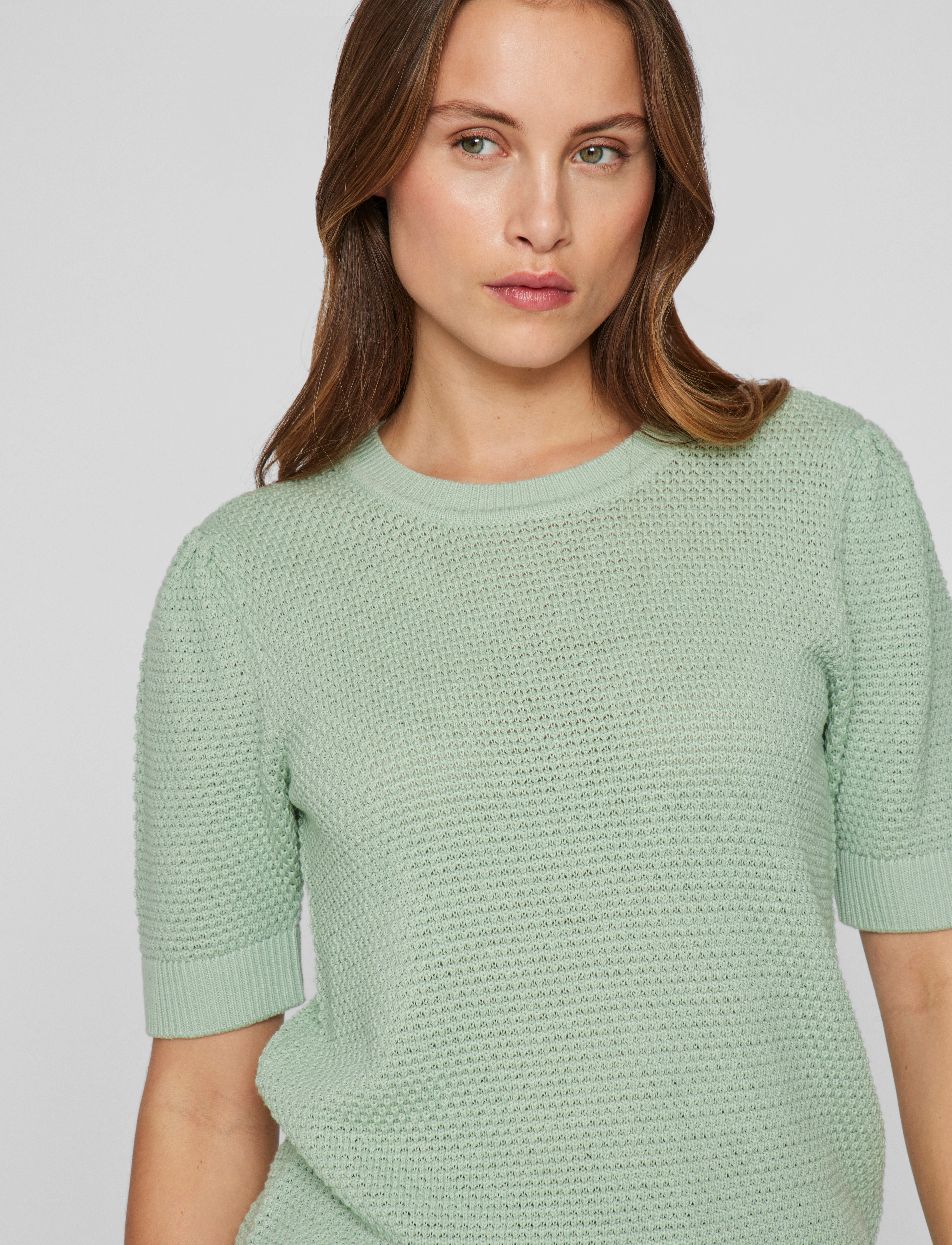 Vila - VIDALO O-NECK S/S KNIT TOP - NOOS - pullover - silt green - 5