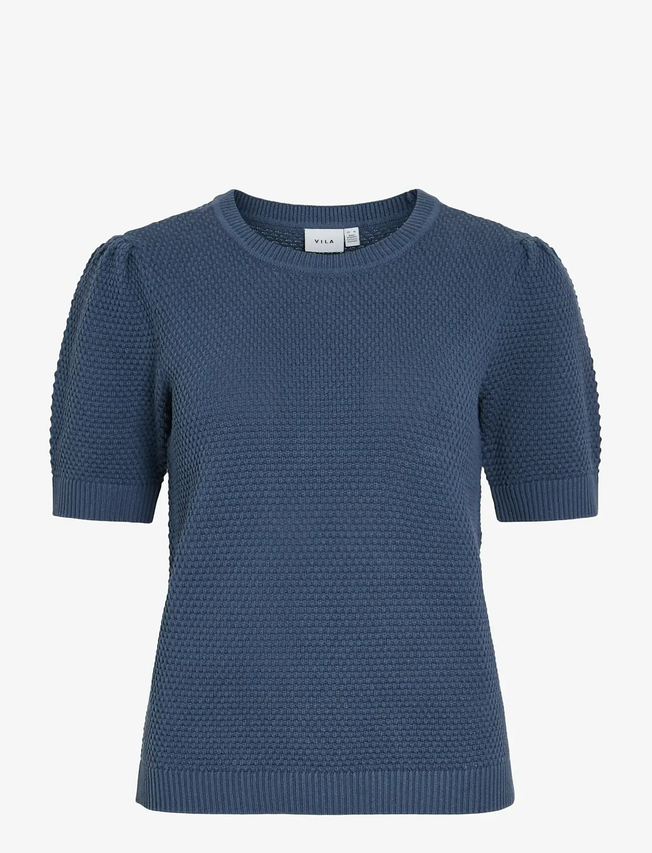 Vila - VIDALO O-NECK S/S KNIT TOP - NOOS - striktrøjer - vintage indigo - 1