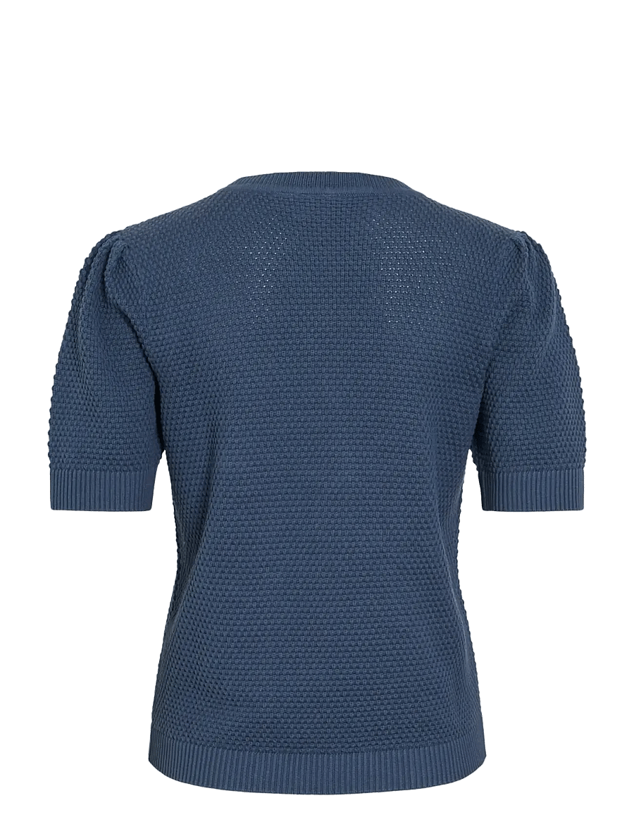 Vila - VIDALO O-NECK S/S KNIT TOP - NOOS - pullover - vintage indigo - 2