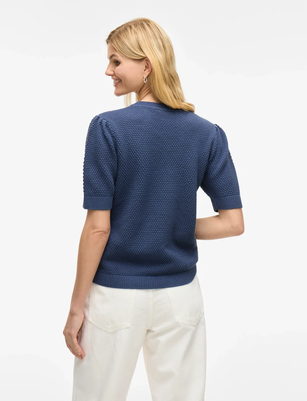 Vila - VIDALO O-NECK S/S KNIT TOP - NOOS - jumpers - vintage indigo - 3