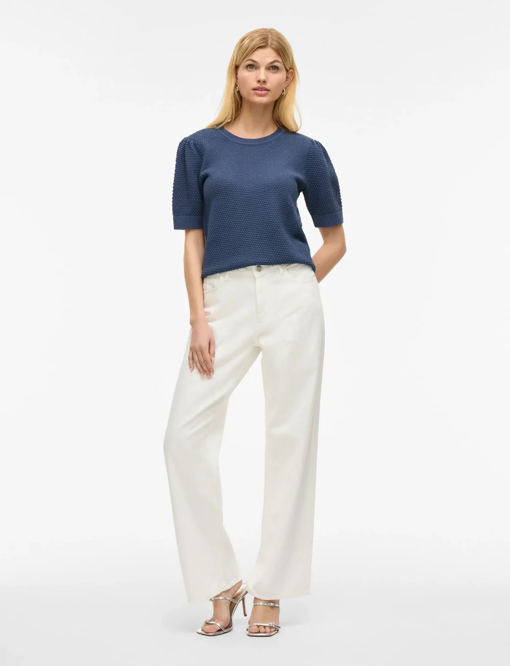 Vila - VIDALO O-NECK S/S KNIT TOP - NOOS - jumpers - vintage indigo - 5