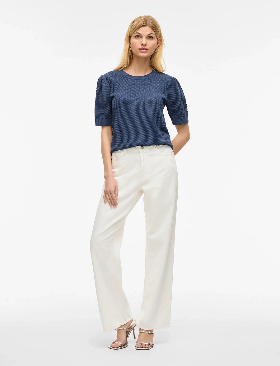 Vila - VIDALO O-NECK S/S KNIT TOP - NOOS - pullover - vintage indigo - 5