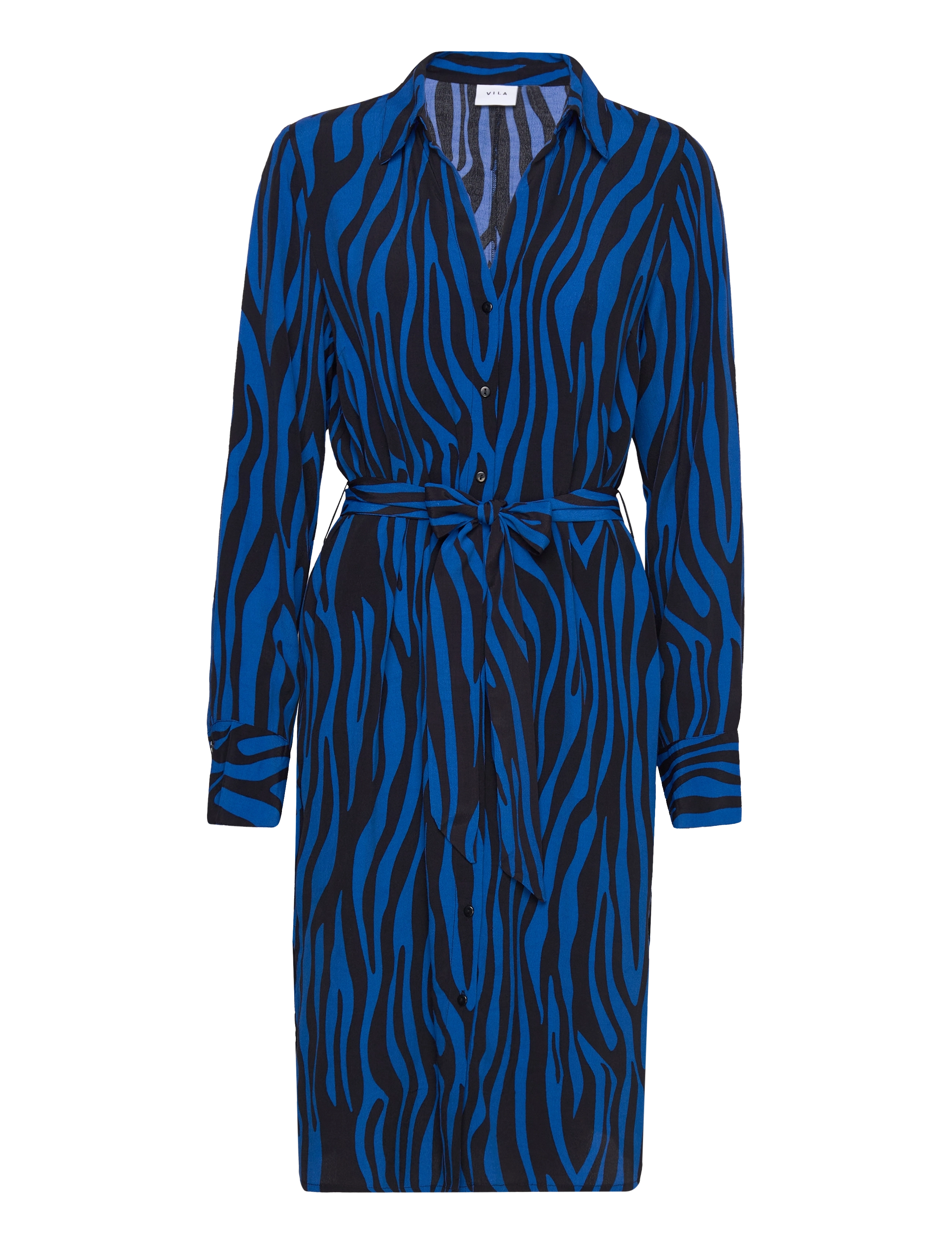 Vila VIFINI L/S MIDI SHIRT DRESS/SU - Midi kjoler - BLACK / blue