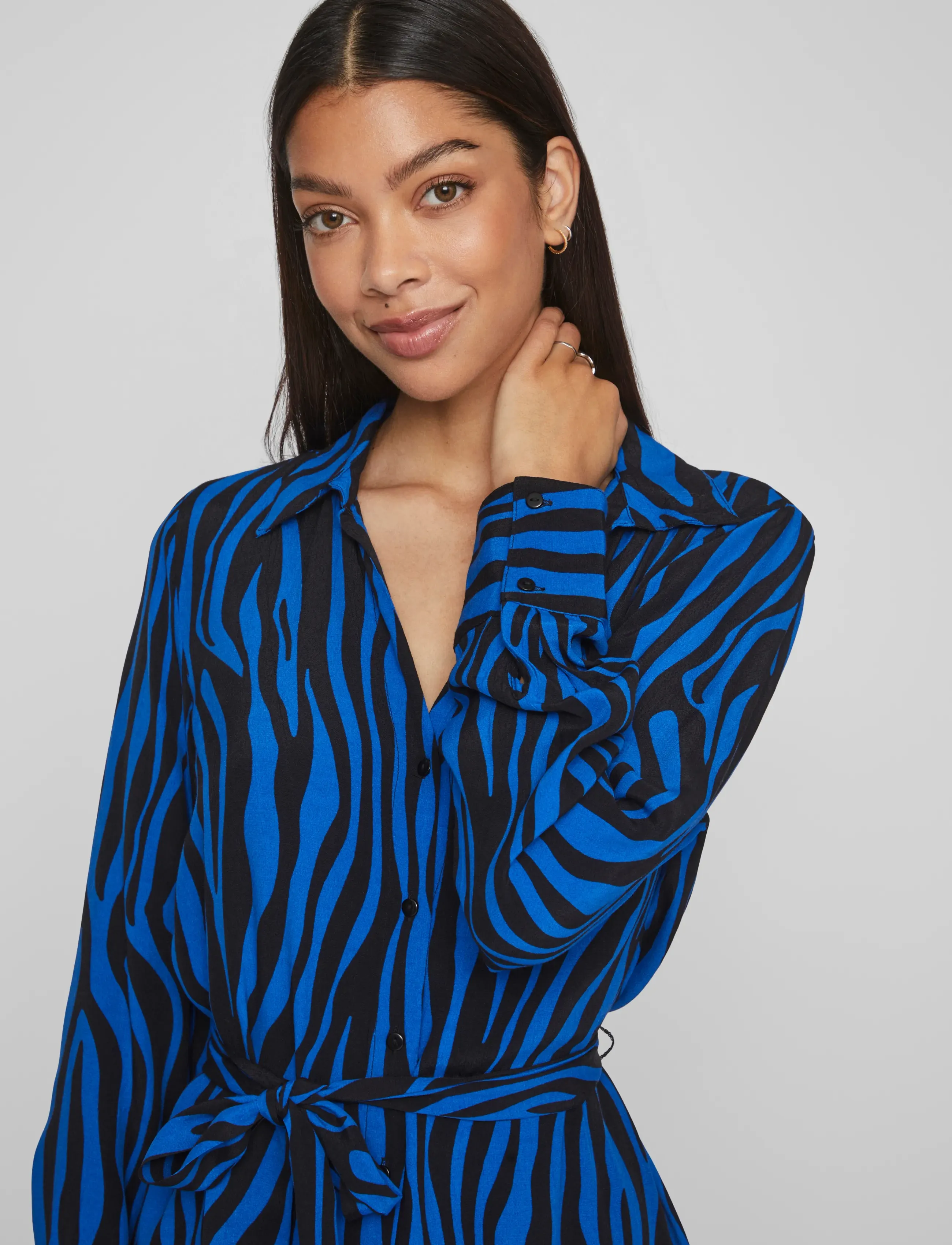 Vila - VIFINI L/S MIDI SHIRT DRESS/SU - skjortekjoler - black - 5