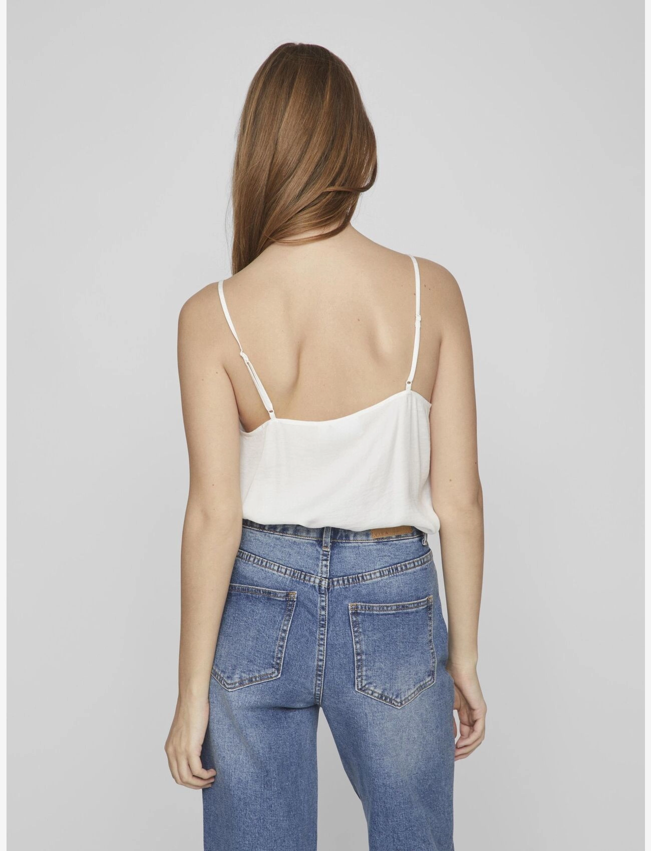 Vila - VICAVA V-NECK LACE SINGLET - cloud dancer - 3