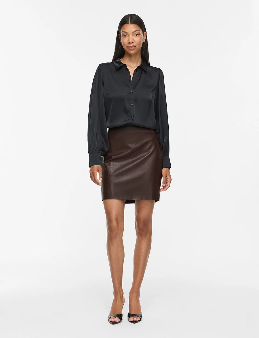 Vila - VIDAGMAR HW COATED SKIRT - NOOS - kurze röcke - coffee bean - 4