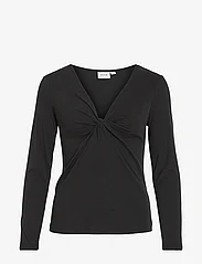 Vila - VILULLU V-NECK L/S KNOT TOP - NOOS - marškiniai ilgomis rankovėmis - black - 0