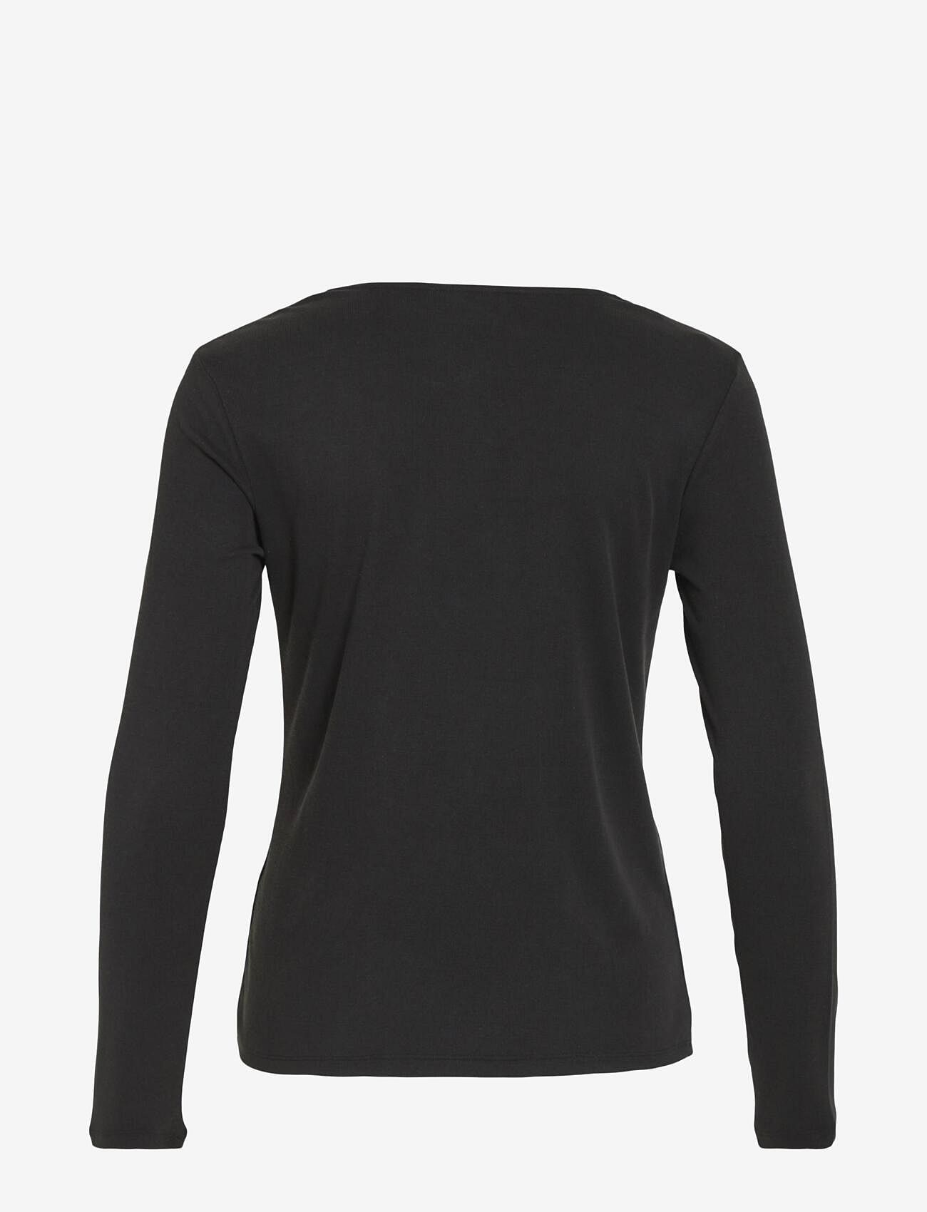 Vila - VILULLU V-NECK L/S KNOT TOP - NOOS - long-sleeved tops - black - 2