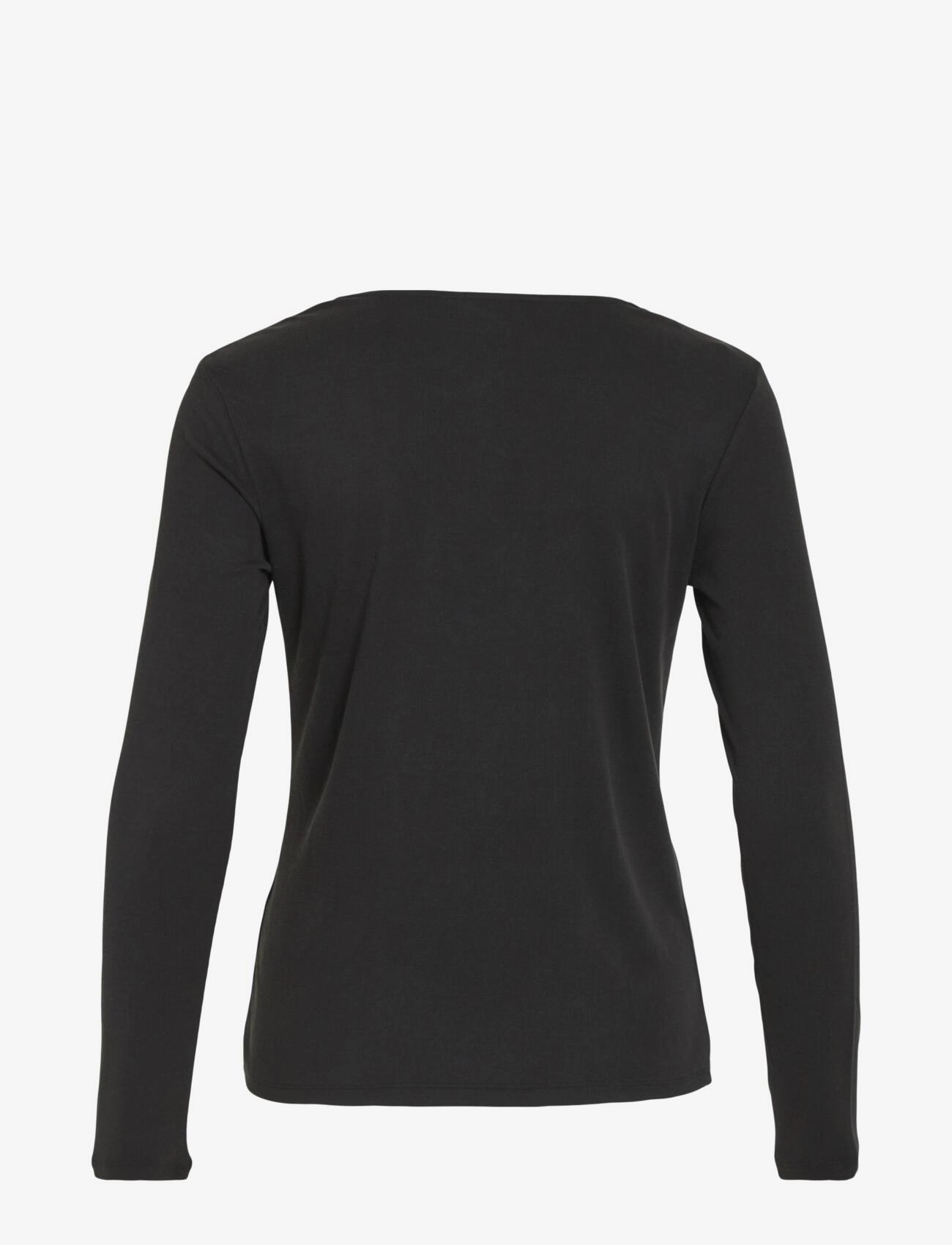 Vila - VILULLU V-NECK L/S KNOT TOP - NOOS - black - 2
