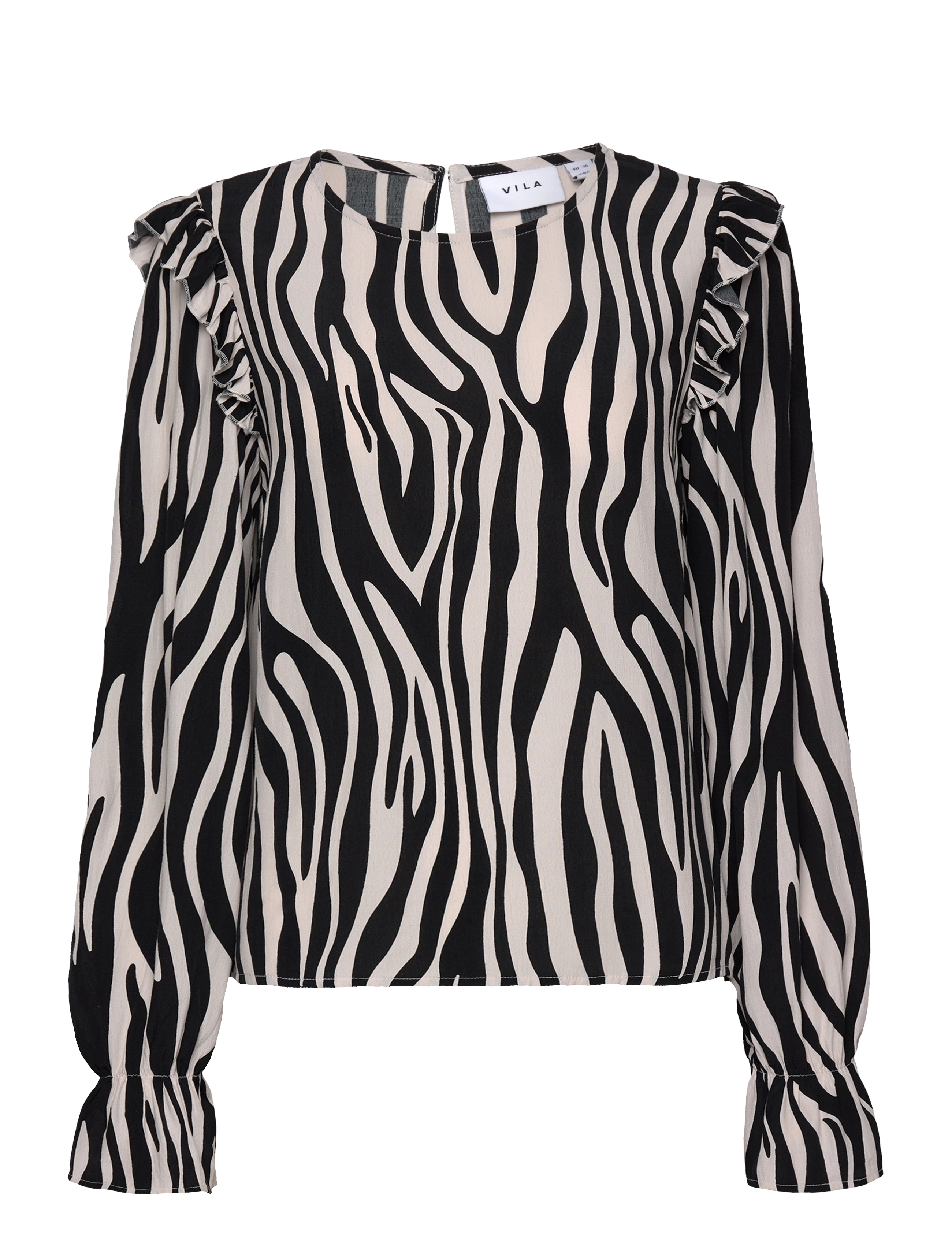 VILA Vifini Oneck L/S Oberteil/Su Schwarz - 34 - Damen