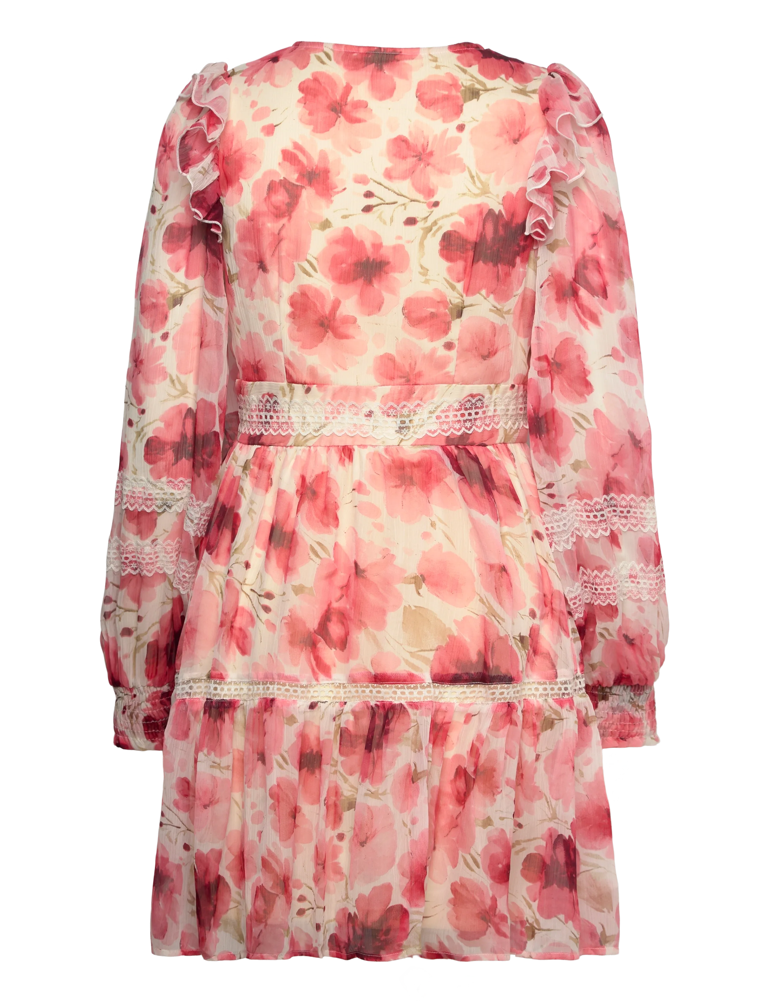 Vila - VIROMAN NEW V-NECK L/S SHORT DRESS/DC/KA - konfirmationstøj - birch - 1