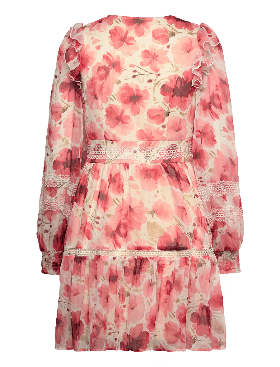 Vila - VIROMAN NEW V-NECK L/S SHORT DRESS/DC/KA - konfirmationstøj - birch - 1