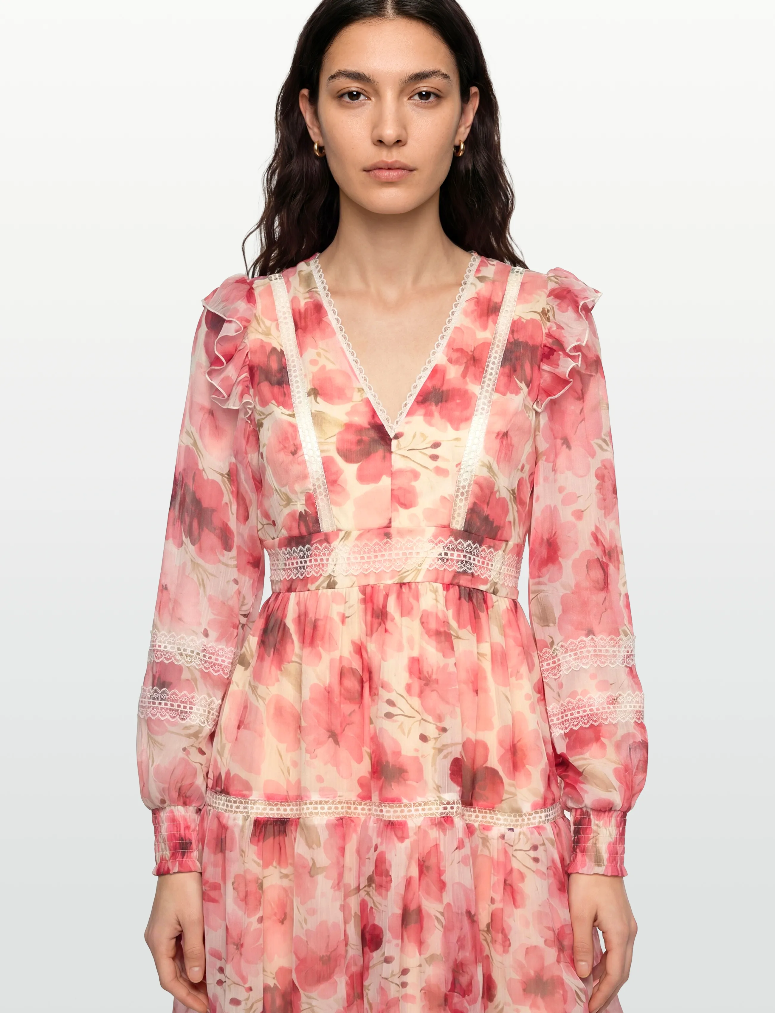 Vila - VIROMAN NEW V-NECK L/S SHORT DRESS/DC/KA - konfirmationstøj - birch - 3