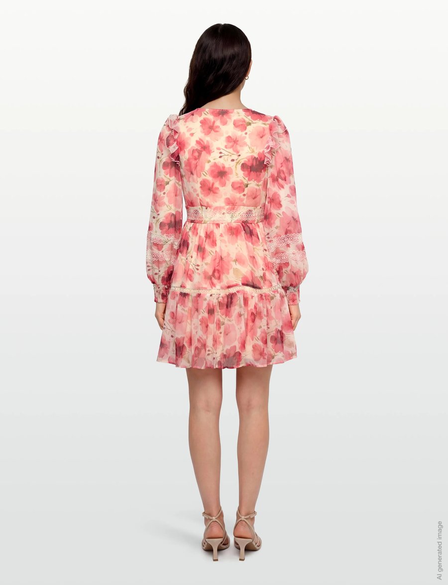 Vila - VIROMAN NEW V-NECK L/S SHORT DRESS/DC/KA - konfirmationstøj - birch - 4