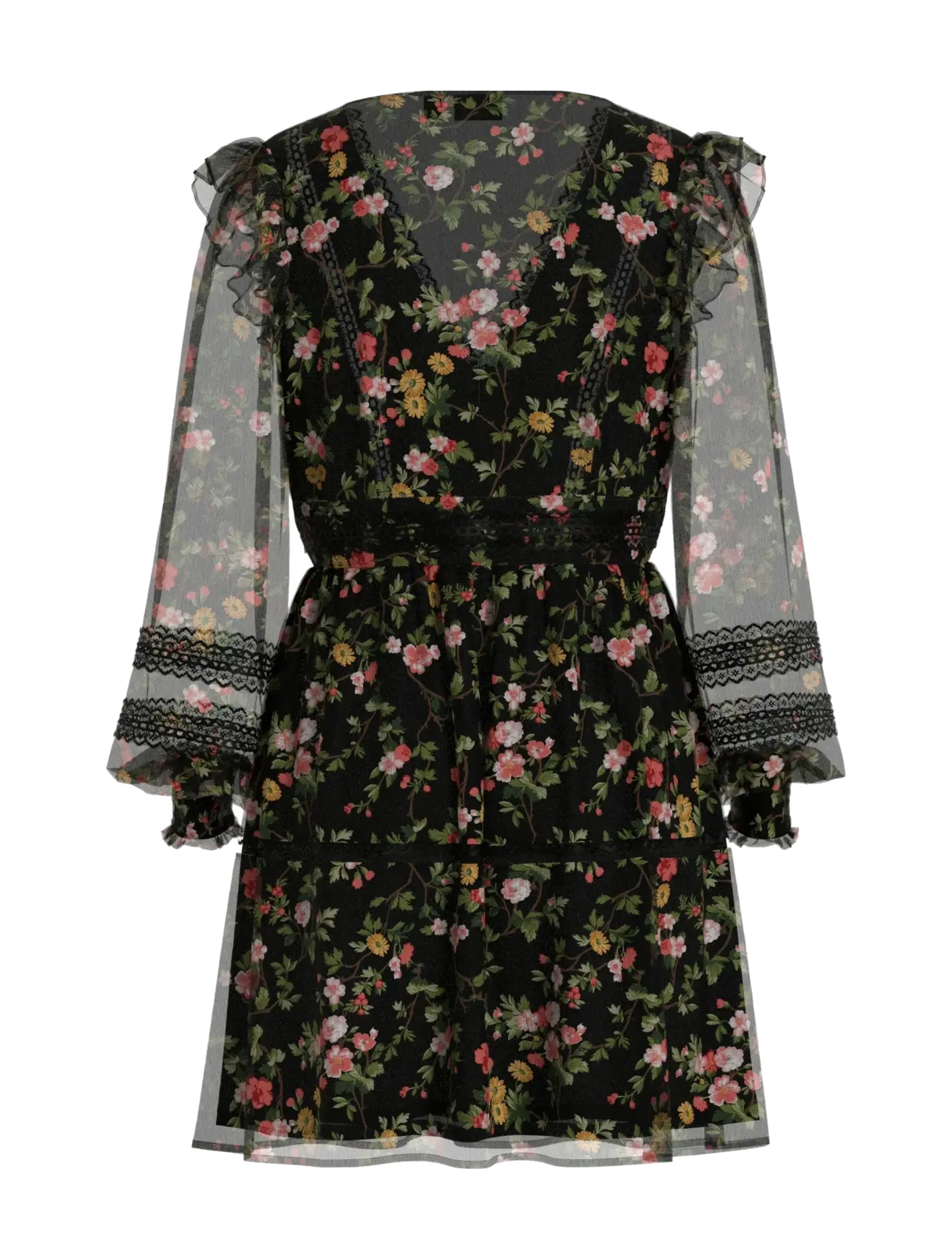 Vila - VIROMAN NEW V-NECK L/S SHORT DRESS/DC/KA - konfirmationstøj - black - 1