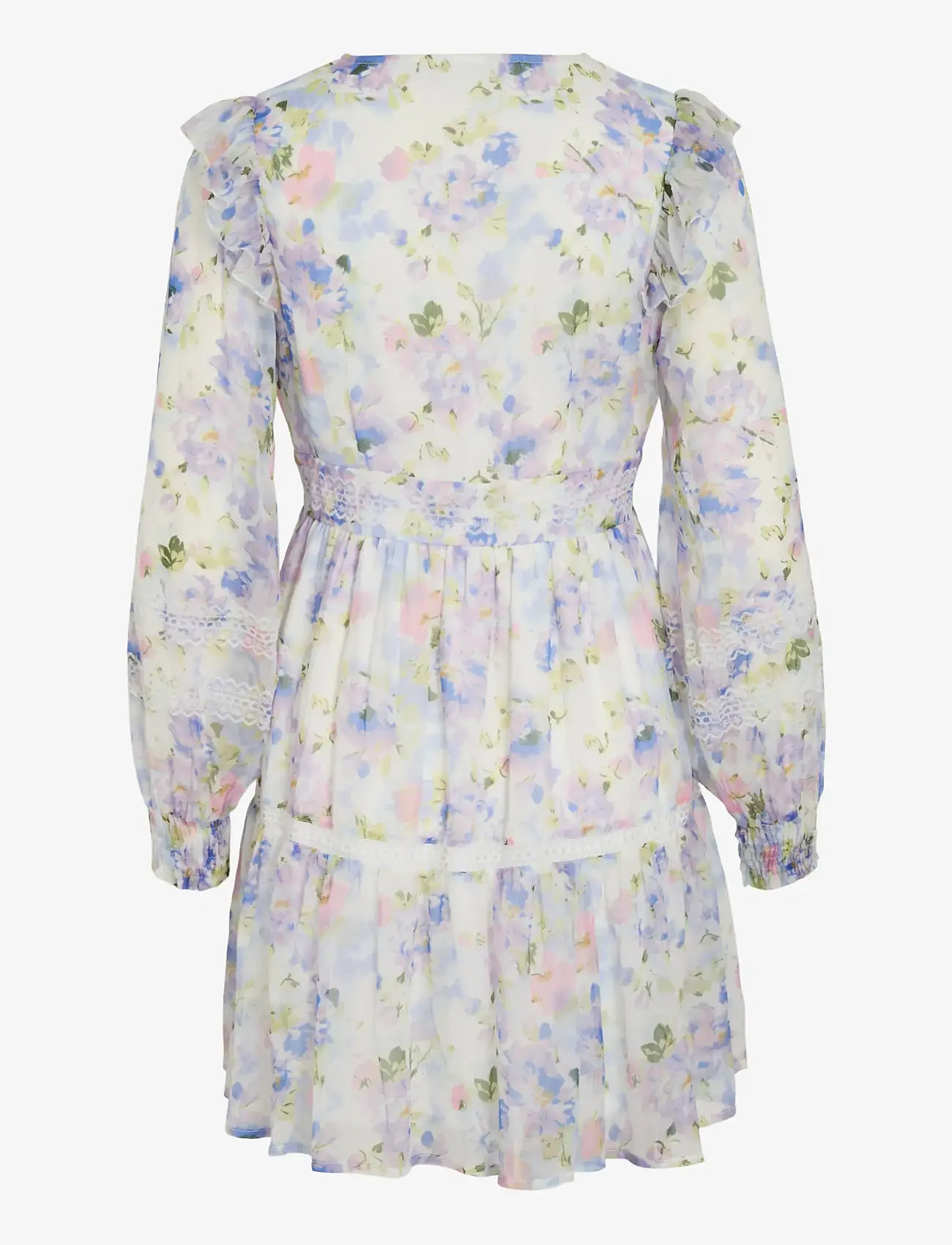 Vila - VIROMAN NEW V-NECK L/S SHORT DRESS/DC/KA - sommerkleider - cloud dancer - 2