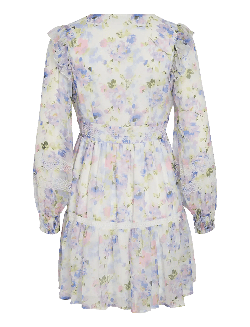 Vila - VIROMAN NEW V-NECK L/S SHORT DRESS/DC/KA - sommerkleider - cloud dancer - 2