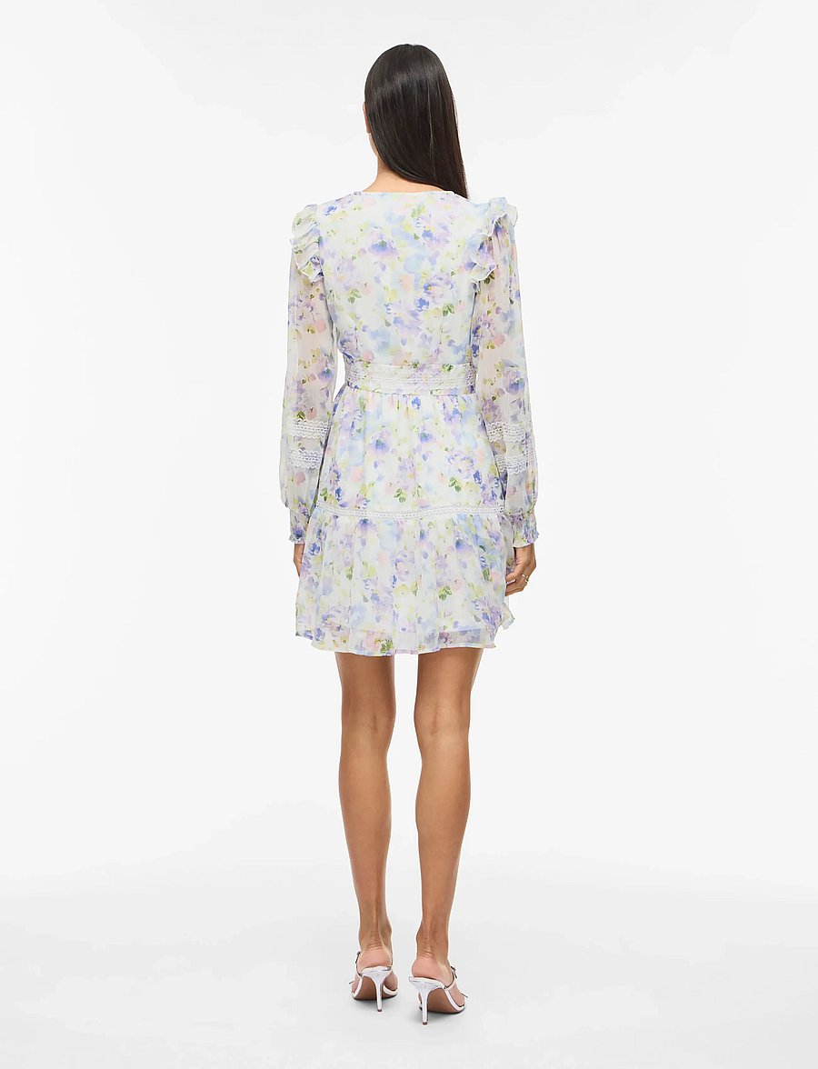 Vila - VIROMAN NEW V-NECK L/S SHORT DRESS/DC/KA - konfirmation - cloud dancer - 3