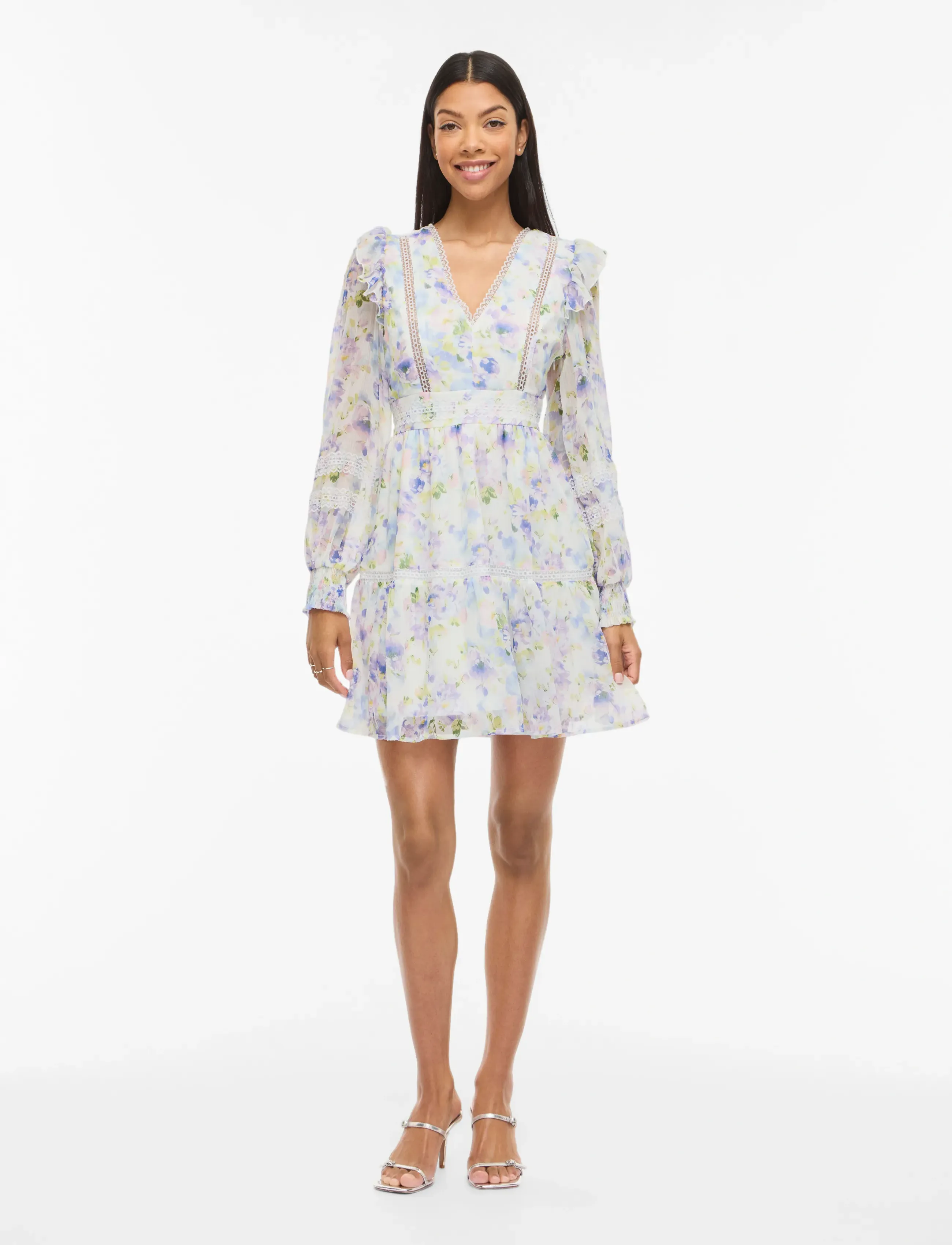 Viroman New V-Neck L/S Short Dress/Dc/Ka 3
