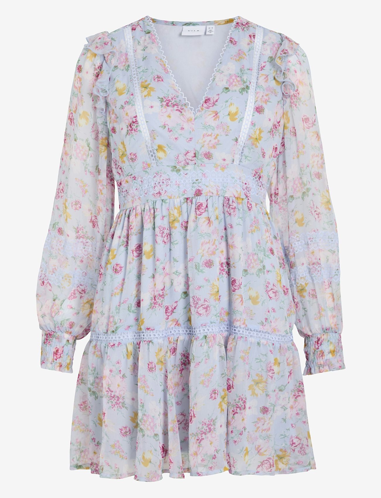 Vila - VIROMAN NEW V-NECK L/S SHORT DRESS/DC/KA - korte kjoler - kentucky blue - 1