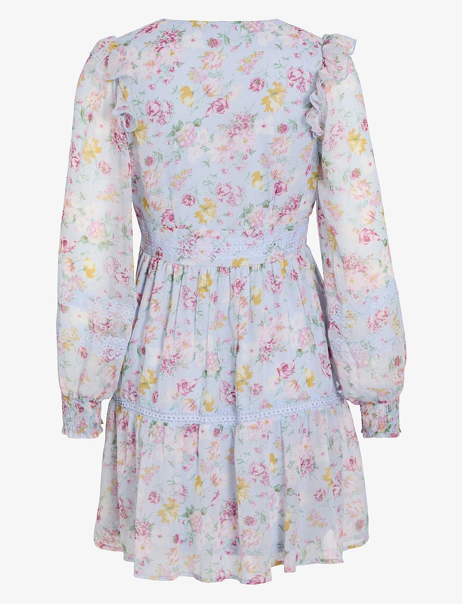 Vila - VIROMAN NEW V-NECK L/S SHORT DRESS/DC/KA - konfirmation - kentucky blue - 2