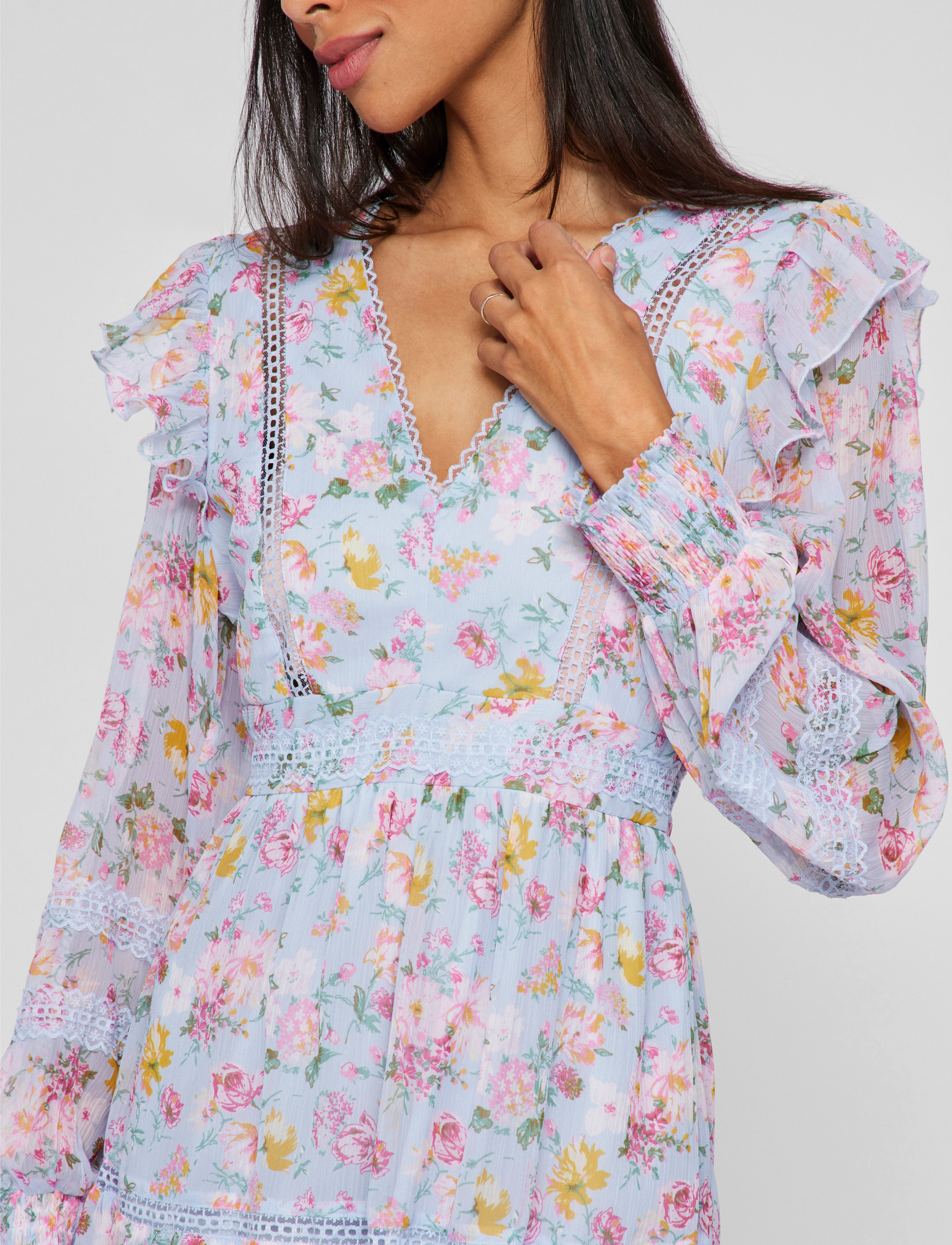 Viroman New V-Neck L/S Short Dress/Dc/Ka 3