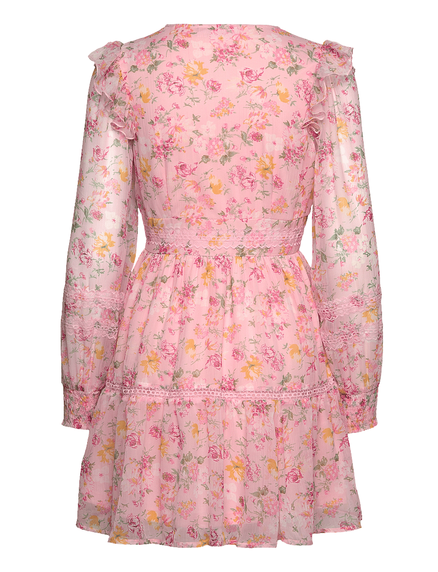Vila - VIROMAN NEW V-NECK L/S SHORT DRESS/DC/KA - konfirmationstøj - misty rose - 2