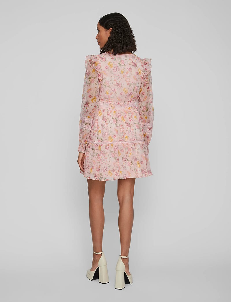 Vila - VIROMAN NEW V-NECK L/S SHORT DRESS/DC/KA - kurze kleider - misty rose - 3