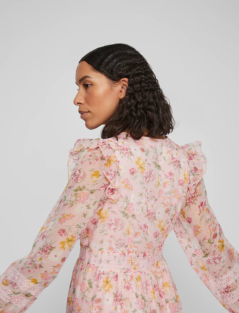 Vila - VIROMAN NEW V-NECK L/S SHORT DRESS/DC/KA - kurze kleider - misty rose - 5