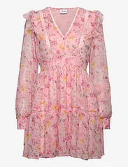 Vila - VIROMAN NEW V-NECK L/S SHORT DRESS/DC/KA - krótkie sukienki - sheer pink - 0