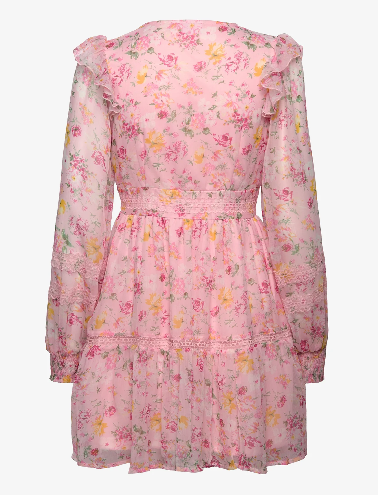 Vila - VIROMAN NEW V-NECK L/S SHORT DRESS/DC/KA - krótkie sukienki - sheer pink - 1