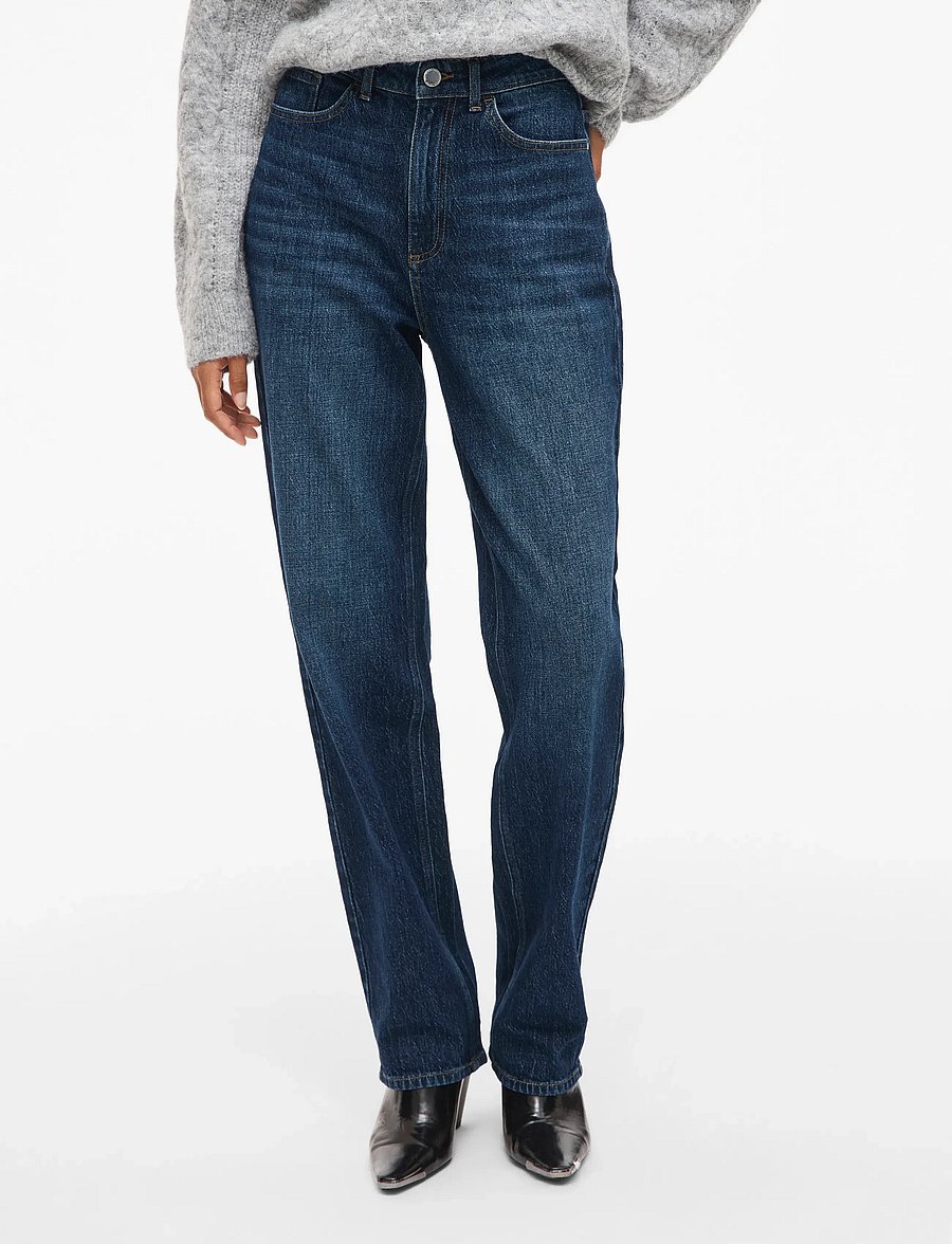 Vila - VIKELLY JAF HW STRAIGHT JEANS-NOOS - jeans droites - dark blue denim - 0