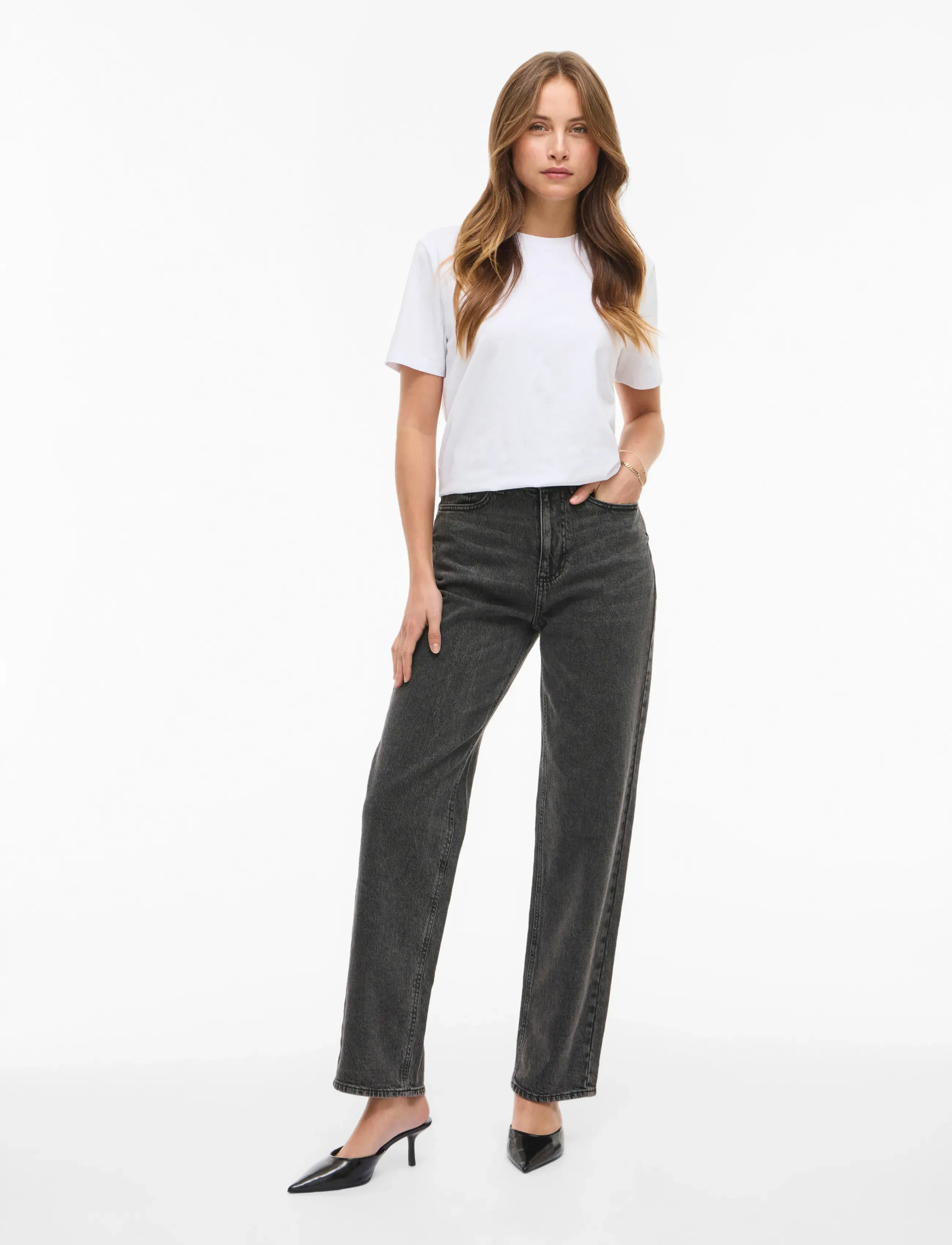 Vila - VIKELLY JAF HW STRAIGHT JEANS-NOOS - proste dżinsy - dark grey denim - 4
