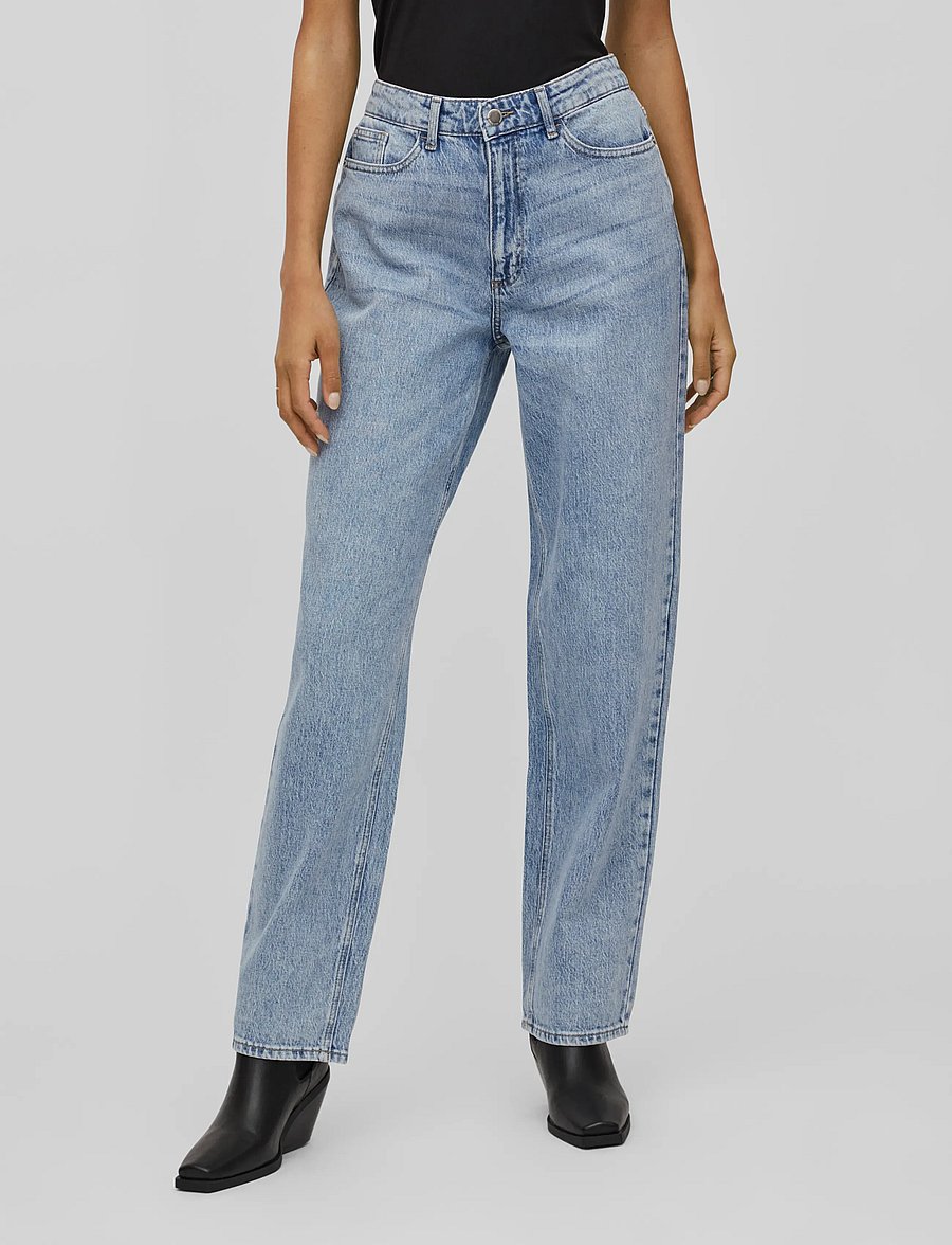 Vila - VIKELLY JAF HW STRAIGHT JEANS-NOOS - jeans droites - light blue denim - 0