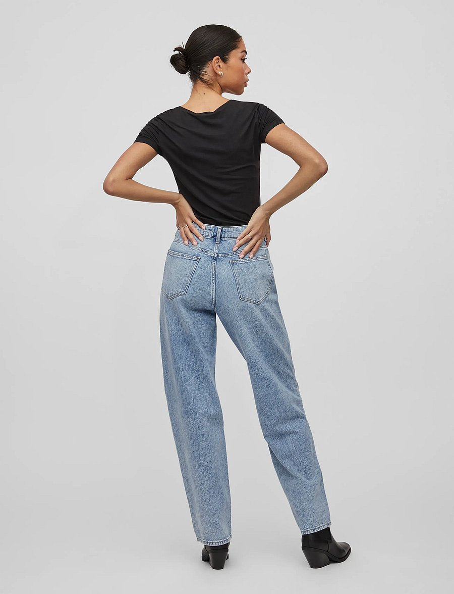 Vila - VIKELLY JAF HW STRAIGHT JEANS-NOOS - jeans droites - light blue denim - 3