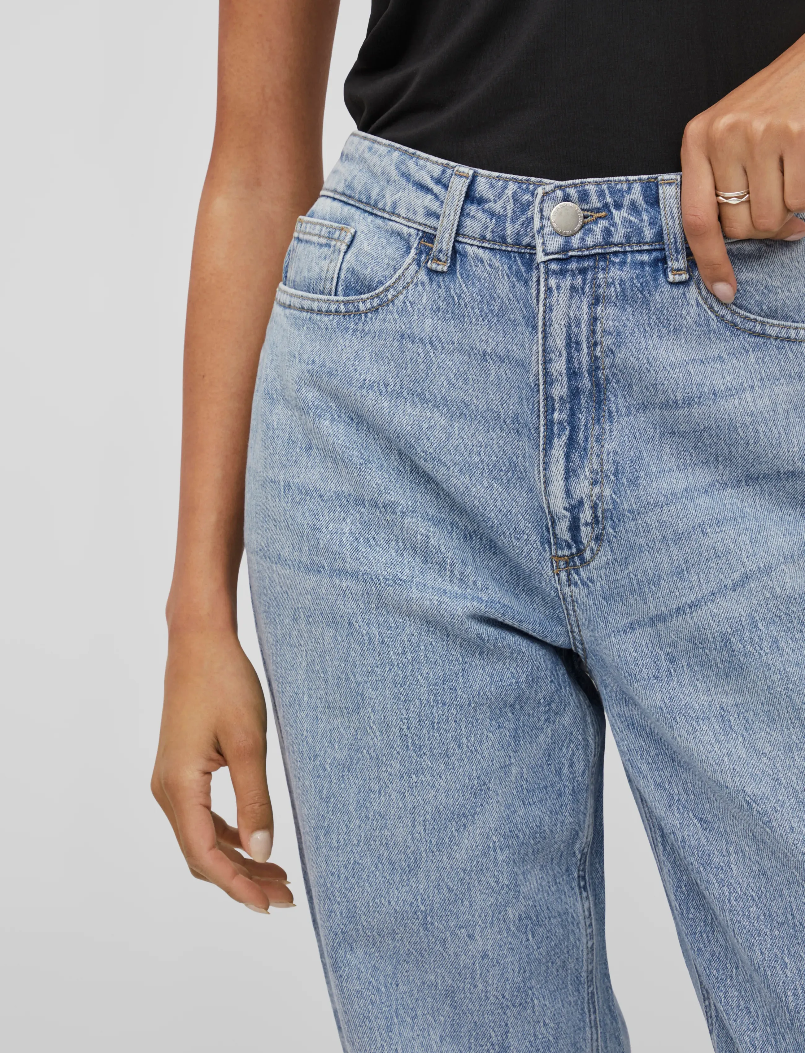 Vila - VIKELLY JAF HW STRAIGHT JEANS-NOOS - jeans droites - light blue denim - 4