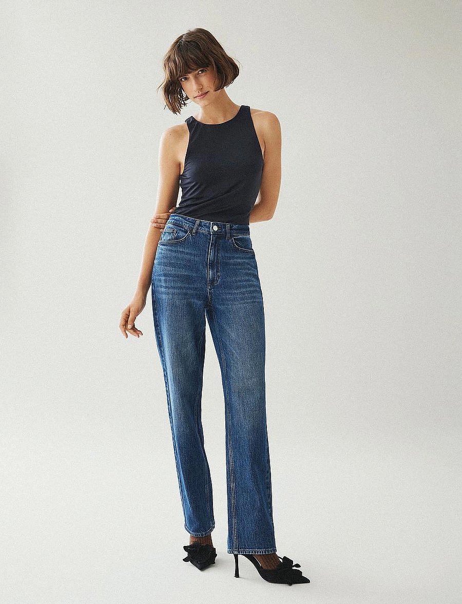 Vila - VIKELLY JAF HW STRAIGHT JEANS-NOOS - straight jeans - medium blue denim - 0
