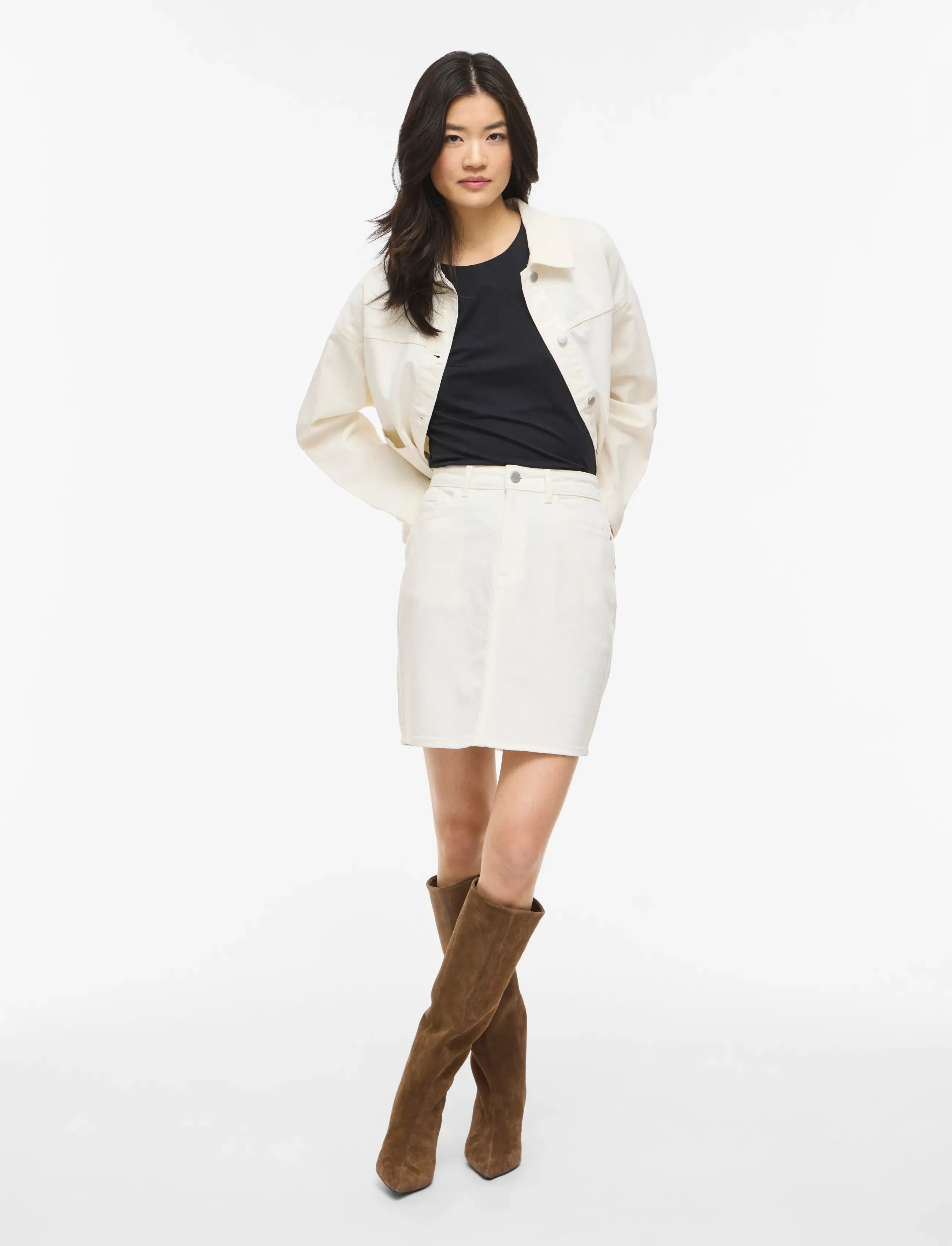 Vila - VIKAJA HW JAF DENIM SKIRT- NOOS - jeansröcke - cloud dancer - 4