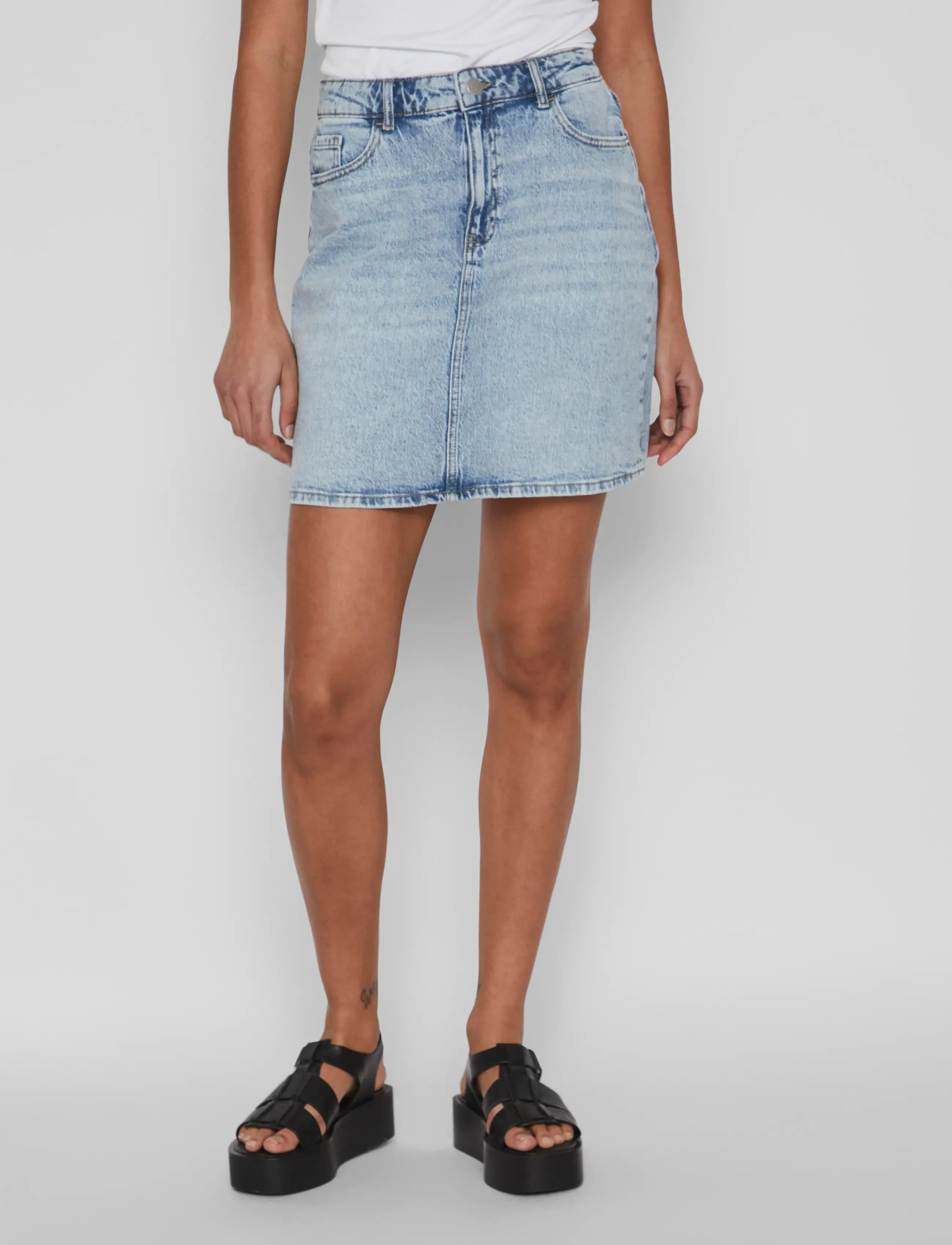 Vila Vikaja Hw Jaf Denim Skirt- Noos, 44, Blue, Nederdele > Korte, Dame