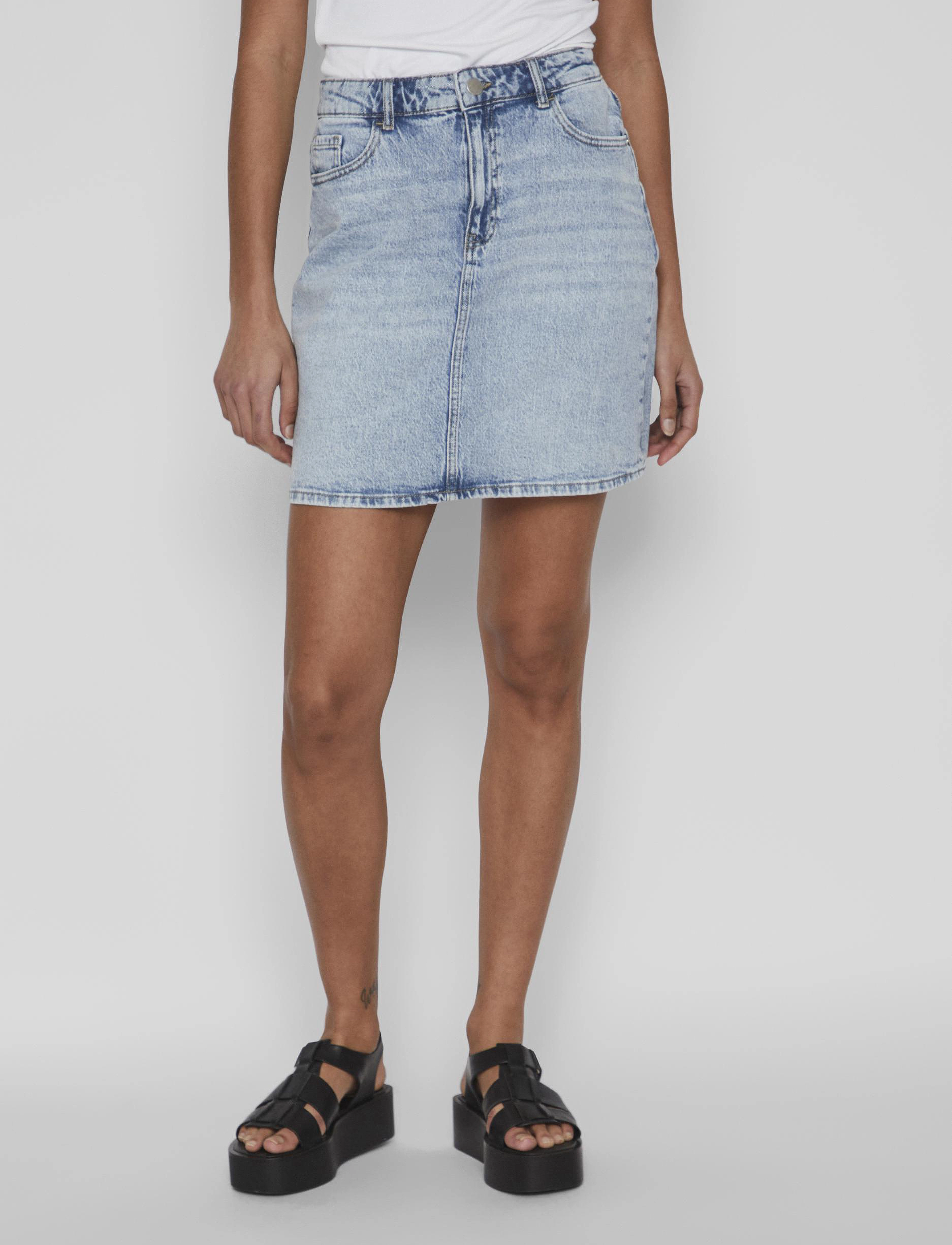 Vila VIKAJA JAF DENIM SKIRT- NOOS - Jeansröcke - LIGHT BLUE DENIM / blue